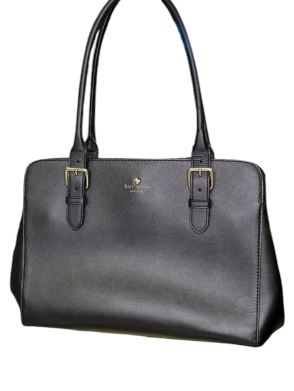 Kate Spade New York Black Saffiano Leather Large Shoulder Tote Work Laptop Bag